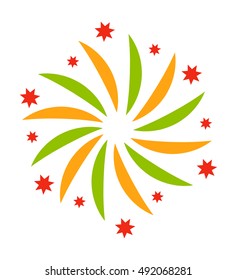 Festive firework bursting shape firework pictograms isolated