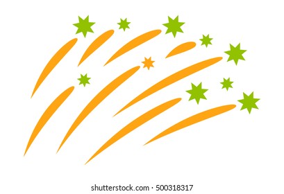 Festive firework bursting shape firework pictograms isolated