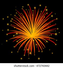 Festive firework bursting / sparkling against black background. Abstract vector illustration.