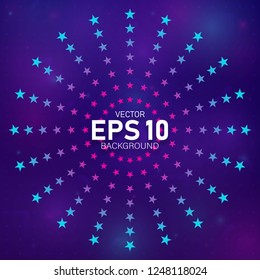 Festive firework or confetti explosion. Circular geometric centric motion pattern. Light rays of burst. Rays radiating from a central object or source of light. Gradient shapes composition.
