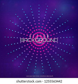 Festive firework or confetti explosion. Circular geometric centric motion pattern. Light rays of burst. Rays radiating from a central object or source of light. Gradient shapes composition.