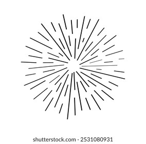 Festive firework doodle icon. Vector illustration. Hand drawn firework. Isolate on white.
