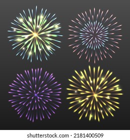 Festive firework on dark background, vector illustration