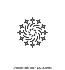Festive firework outline icon. linear style sign for mobile concept and web design. Firework bursting simple line vector icon. Symbol, logo illustration. Pixel perfect vector graphics