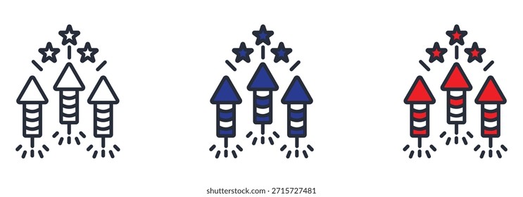 Cohetes de fuegos artificiales festivos que se lanzan con estallidos de estrellas, perfectos para celebraciones y fiestas