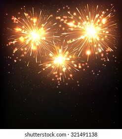Festive Firework Salute Burst on Black Background