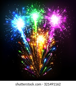 Festive Firework Salute Burst on Black Background