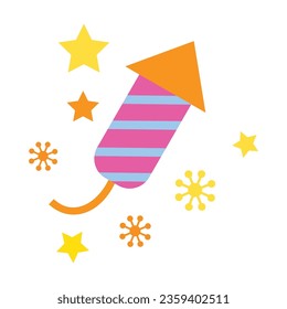 Festive firework or salute vector. Sparks and crackers. Multicolored flat vector icon representing celebration concept isolated on white background