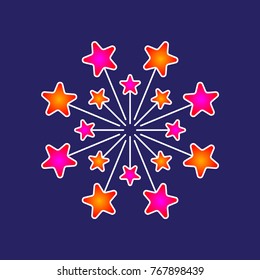Festive firework with stars isolated. Element for birthday, anniversary, holiday. Stock vector