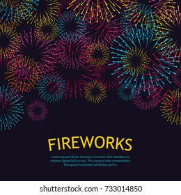 Festive fireworks background. Abstract vector illustration