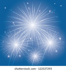 fuegos artificiales festivos en el cielo azul. pasos en segundo plano10
