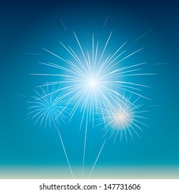 festive fireworks in the blue sky. vector background eps10