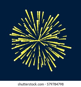 Festive fireworks, bright flash in the night sky. Vector element for design packaging, background, web design, postcards, leaflets, posters and holiday decorations.