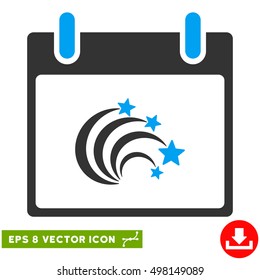 Festive Fireworks Calendar Day icon. Vector EPS illustration style is flat iconic bicolor symbol, blue and gray colors.