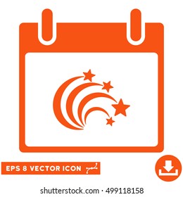 Festive Fireworks Calendar Day icon. Vector EPS illustration style is flat iconic symbol, orange color.