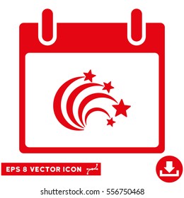 Festive Fireworks Calendar Day icon. Vector EPS illustration style is flat iconic symbol, red color.