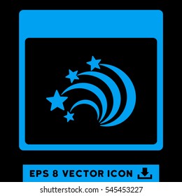 Festive Fireworks Calendar Page icon. Vector EPS illustration style is flat iconic symbol, blue color.