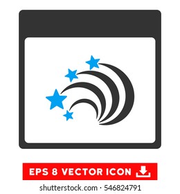 Festive Fireworks Calendar Page icon. Vector EPS illustration style is flat iconic bicolor symbol, blue and gray colors.