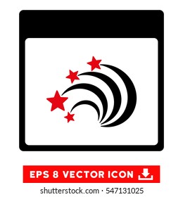 Festive Fireworks Calendar Page icon. Vector EPS illustration style is flat iconic bicolor symbol, intensive red and black colors.