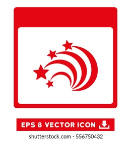 Festive Fireworks Calendar Page icon. Vector EPS illustration style is flat iconic symbol, red color.