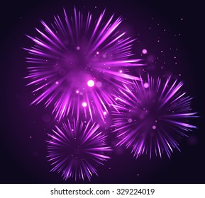 Festive Fireworks. Celebrating Christmas/New Year/National Holidays Concept. Vector Illustration.