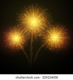 Festive Fireworks. Celebrating Christmas/New Year/National Holidays Concept. Vector Illustration.