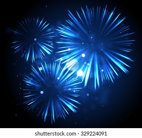 Festive Fireworks. Celebrating Christmas/New Year/National Holidays Concept. Vector Illustration.