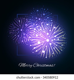 Festive Fireworks. Holidays Background. Night sky, Celebrating Vector Illustration.