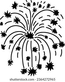 Festive fireworks, lights for celebration on street.
