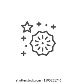Festive fireworks line outline icon