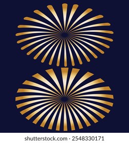 Festive fireworks line set. Firework, restive spark isolated vector. Radial circular sunburst collection.