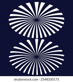 Festive fireworks line set. Firework, restive spark isolated vector. Radial circular sunburst collection.