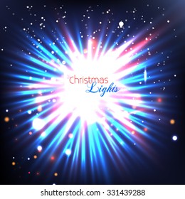 Festive Fireworks on Transparent Background. Celebrating Christmas, New Year, National Holidays Concept. Vector Illustration. Christmas light