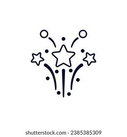 Festive fireworks, salute.Vector linear illustration icon isolated on white background.