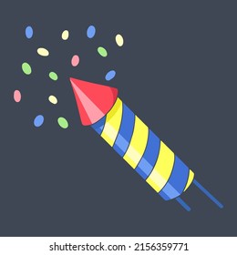 Festive fireworks, vector design element in the style of doodles, hand drawn