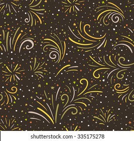 Festive fireworks vector seamless background