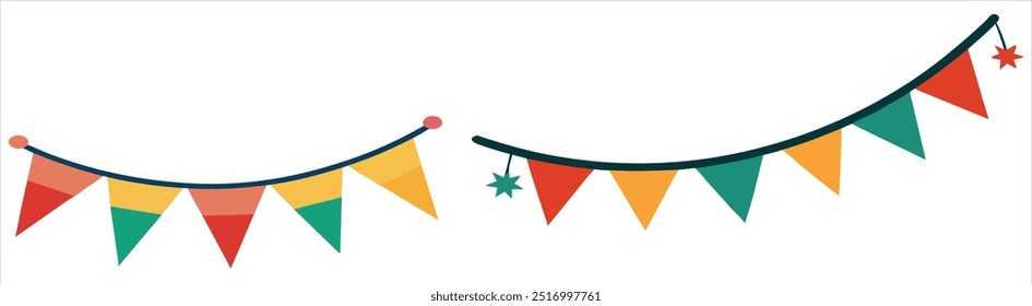 Ilustración vectorial de guirnalda de bandera festiva. Bunting retro en estilo plano simple
