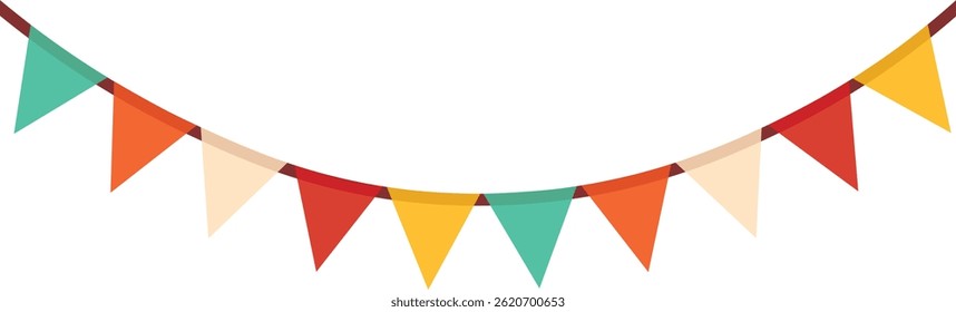 Festive flag garland vector illustration. Retro bunting in simple flat style