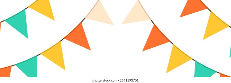Festive flag garland vector illustration. Retro bunting in simple flat style, isolated on white background.