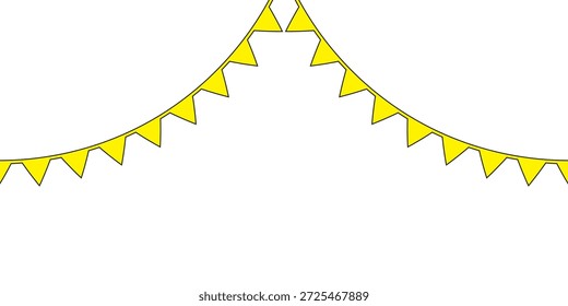Festliche Fahne Girlande, Vektorgrafik. Retro-Bündelung im einfachen flachen Stil, einzeln auf weißem Hintergrund. Karneval, Geburtstag, Zirkusgrenzendekoration.