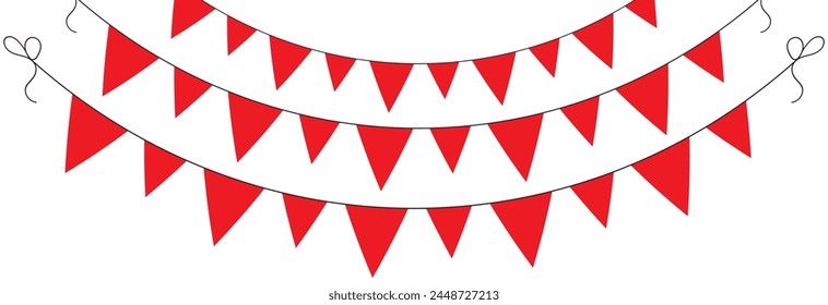 Festive flag garlands vector illustration. Triangle buntings in simple. isolated on white background. EPS 10.