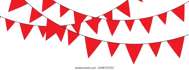 Festive flag garlands vector illustration. Triangle buntings in simple. isolated on white background. EPS 10.