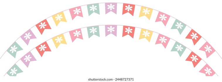 Festive flag garlands vector illustration. Triangle buntings in simple. isolated on white background. EPS 10.