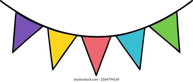 Festive flag vector art, Bunting flags silhouette, Hanging party flag vector, Birthday elements, vector illustration