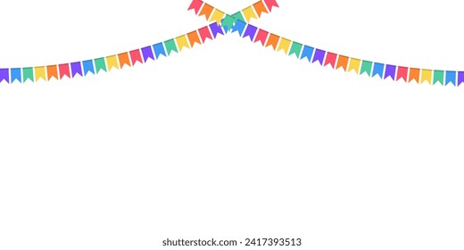 Festive flags garland in lgbt rainbow colors. Celebration flags for pride decor. Party decoration. Vector illustration