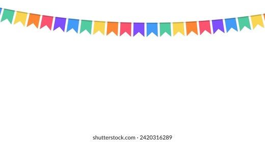 Festive flags garland in lgbt rainbow colors. Celebration flags for pride decor. Party decoration. Vector illustration