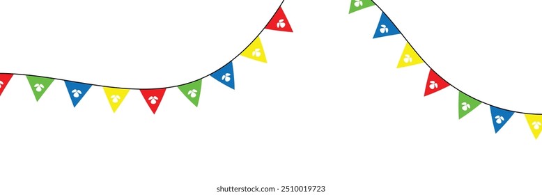 Festive flags garland in lgbt rainbow colors. Celebration flags for pride decor. Triangle pennants chain. Party decoration in eps 10.