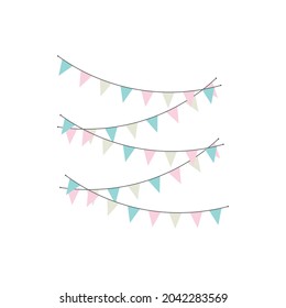  Festive Flags. Gentle colors. Vector illustration