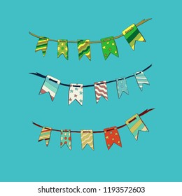 festive flags on the ribbon. the check boxes for the holiday