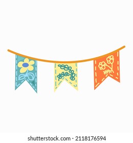 Festive flags on the theme of spring and flowers. A design element.